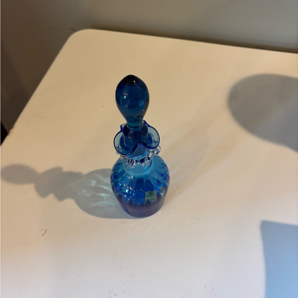 Elegant Blue Glass Perfume Bottle